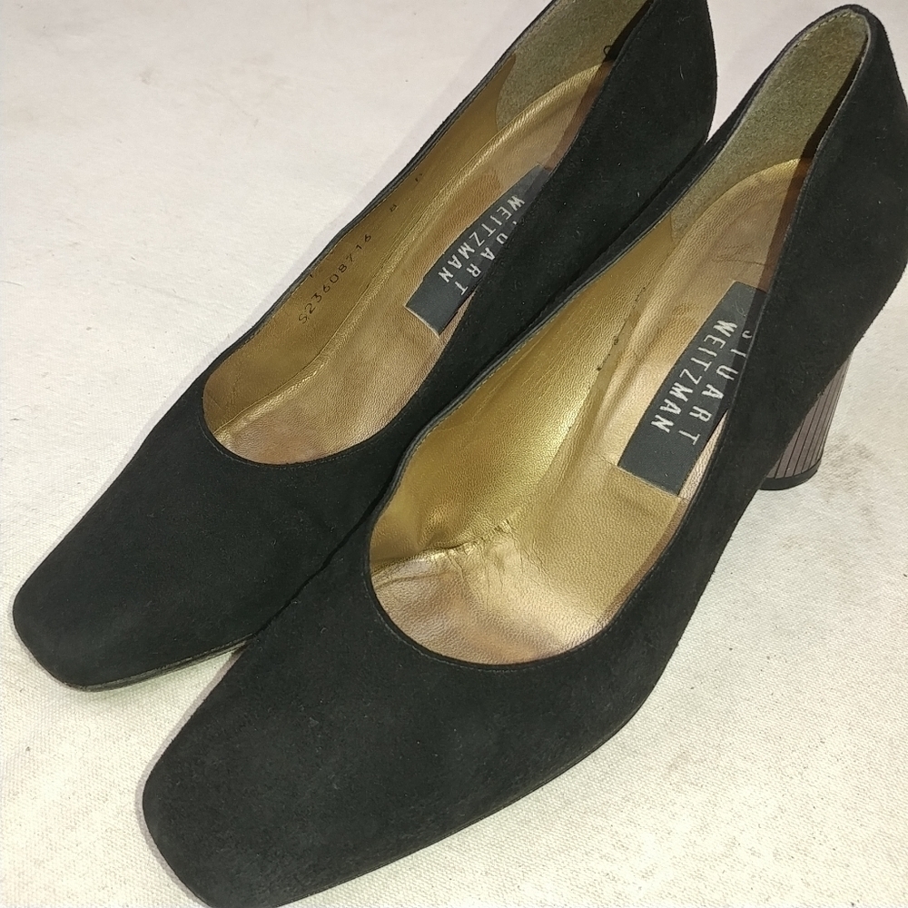 Women’s Stuart Weitzman Black Suede Mirrored Cylin